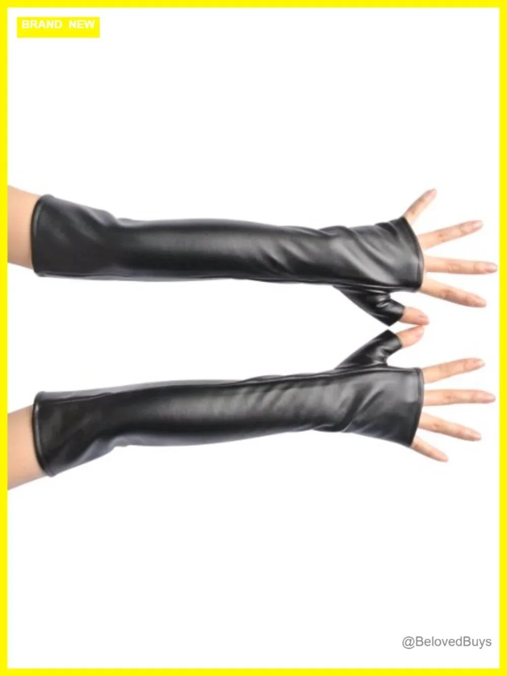 Faux Leather Arm Warmers Fingerless Gloves Halloween Costume Cosplay Long